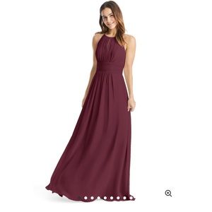 Burgundy High-neck Bridesmaid Dress